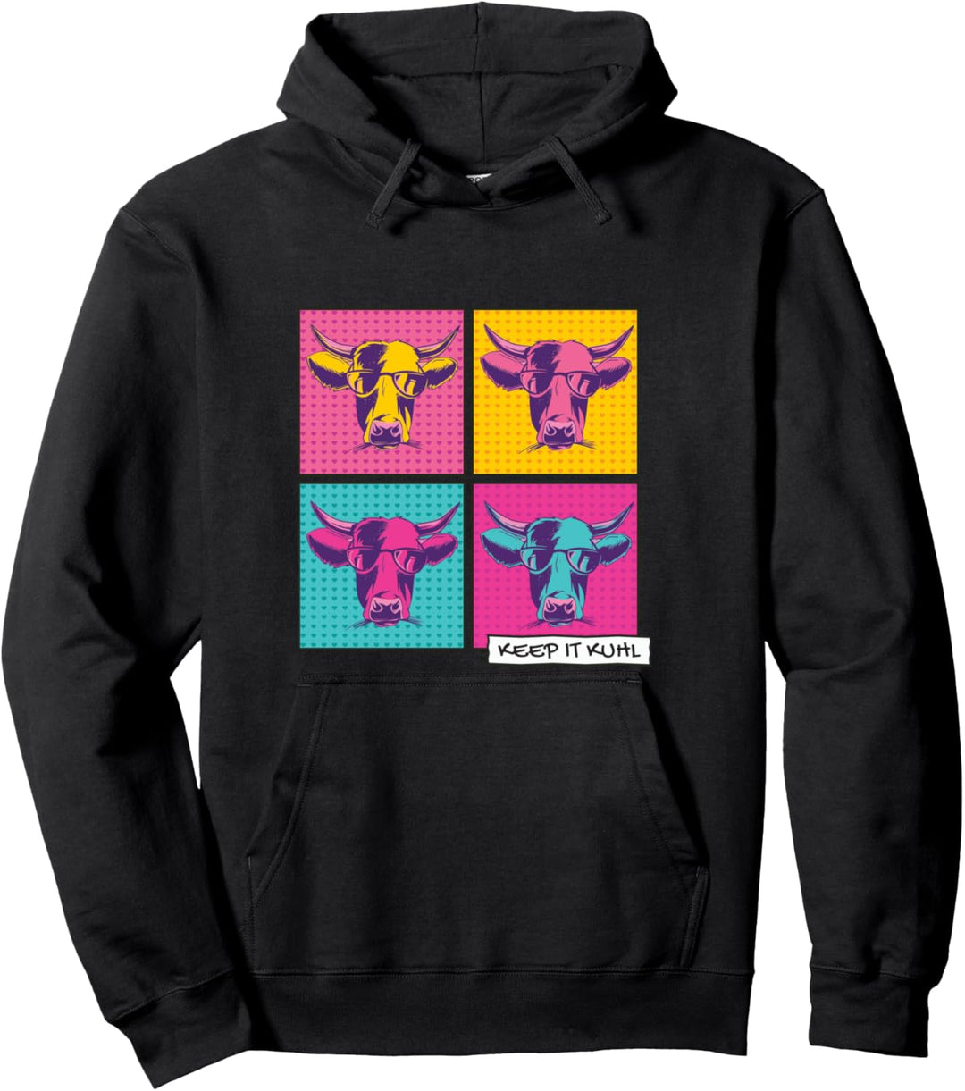 Kuh Kuhl Kühe Sonnenbrille Pop Art Bauern Cowboy Cowgirl Pullover Hoodie