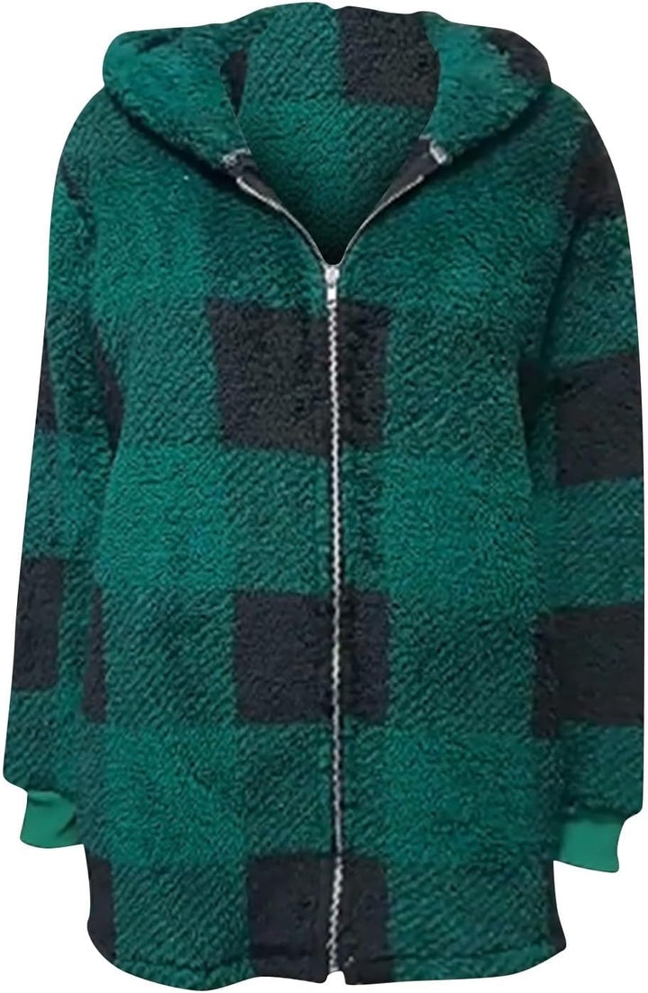Ansenesna Fleecejacke Damen Mit Kapuze Flauschig Winterjacke Damen Warm Gefüttert Wintermantel Elega