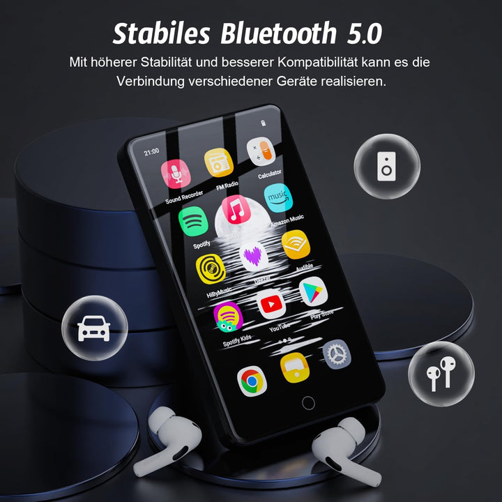 96GB MP3 Player mit Bluetooth und WiFi, 4.02 Zoll IPS HD MP4 Player mit Android 13 OS, Kinder-Musik-