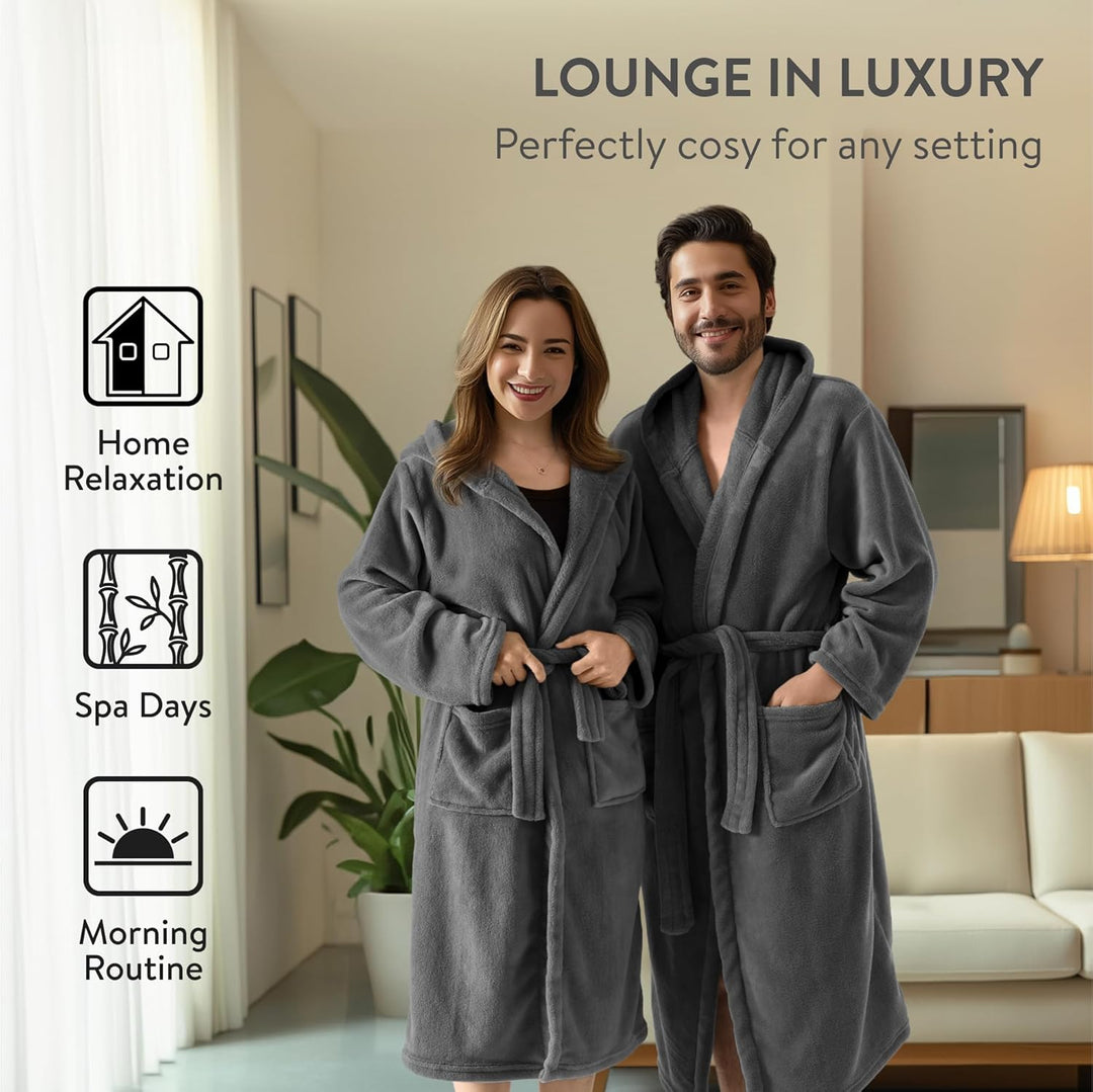 HOMELEVEL Bademantel Morgenmantel Unisex - kuschelweicher Reisebademantel Saunamantel - Mikrofaser M
