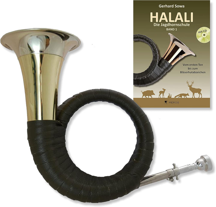 Tuyama® TJG-202 Classic - Jagdhorn Fürst-Pless-Horn in B Posthorn Horn + Halali Jagdhornschule (Star