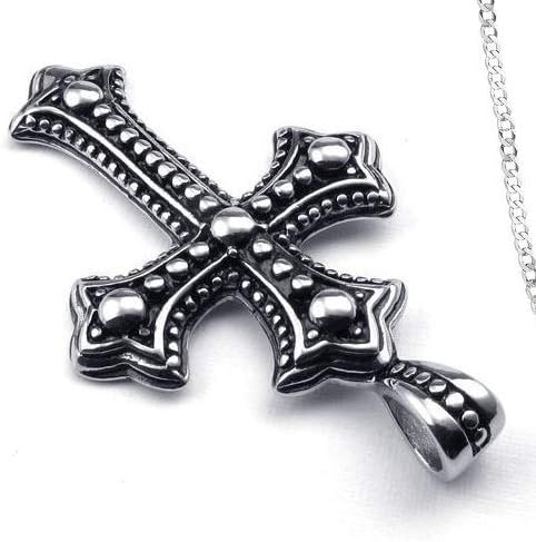 Hanessa Herren-Schmuck Edelstahl Halskette Kreuz Schwarz Jesus Christus Geschenk zu Weihnachten für