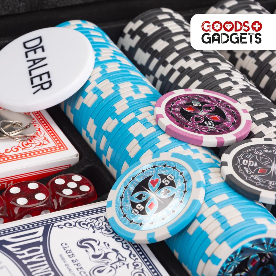 Profi Pokerkoffer Pokerset inkl. 300-500 Chips hochwertigen Pokerchips; Pokerdeck, Kartendeck, Poker