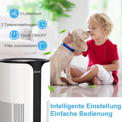 Avamia Luftreiniger für grosse Räume bis zu 100 ㎡, H14 HEPA Luftreiniger für Schlafzimmer und Hausti