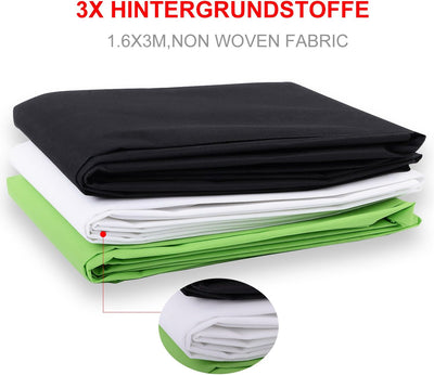 HAKUTATZ® Hintergrund Fotostudio Set 5-in-1 Reflektor Fotoschirm Fotoleinwand Fotografie Lampenstati