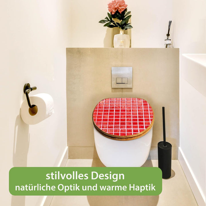 banjado Design WC Sitz Bambus Absenkautomatik 45,8x37,5cm - Toilettendeckel mit Absenkautomatik Holz