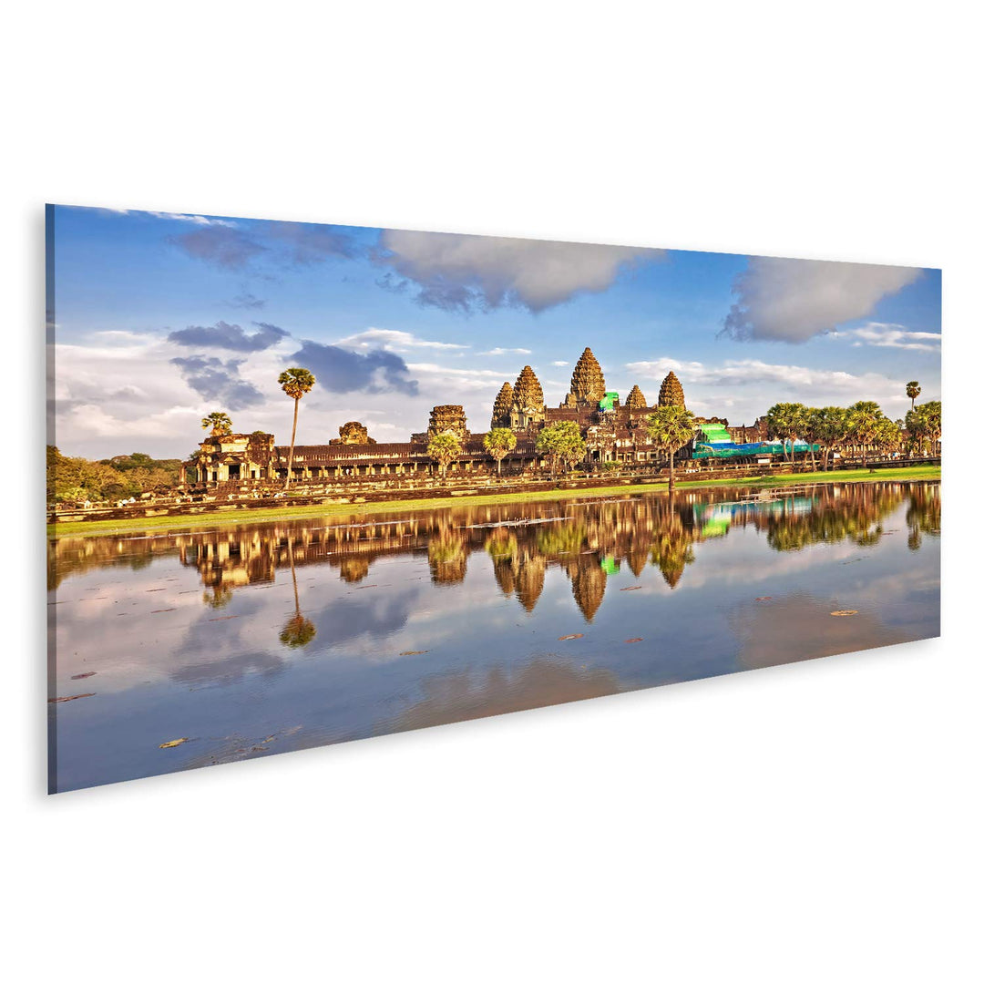 islandburner Bild auf Leinwand Angkor Wat Tempel Bilder Wandbilder Poster Leinwand 120x40cm - Panora