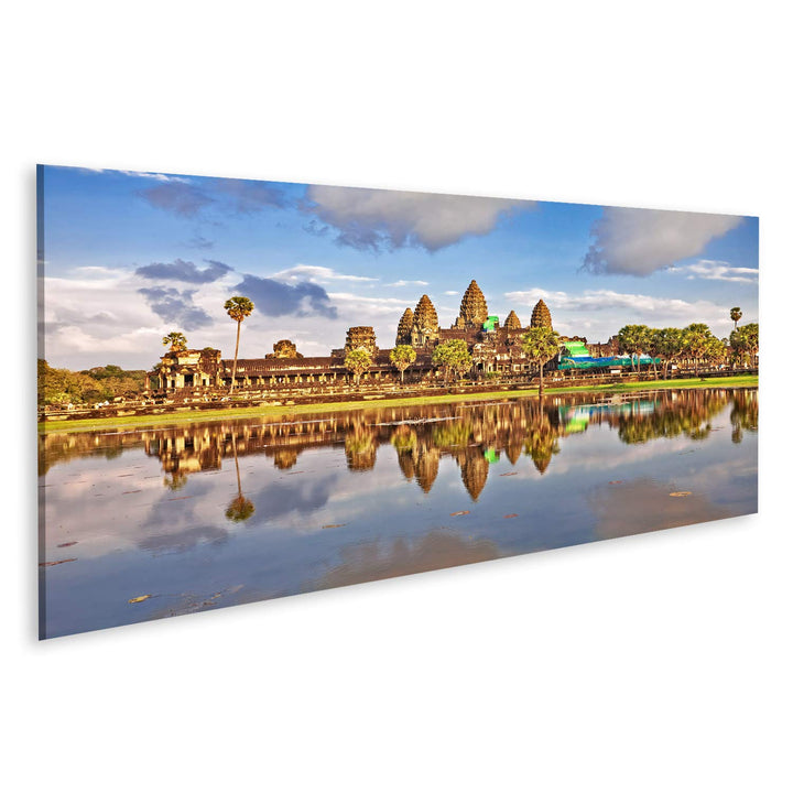 islandburner Bild auf Leinwand Angkor Wat Tempel Bilder Wandbilder Poster Leinwand 120x40cm - Panora