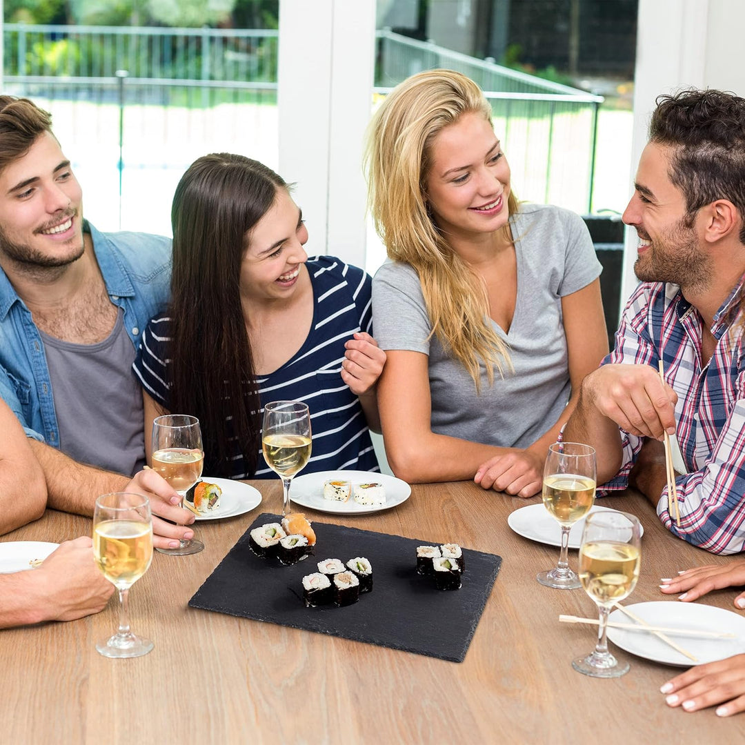 Relaxdays 12 x Schieferplatte im Set, grosse Servierplatten aus Schiefer, zum Servieren & Beschrifte