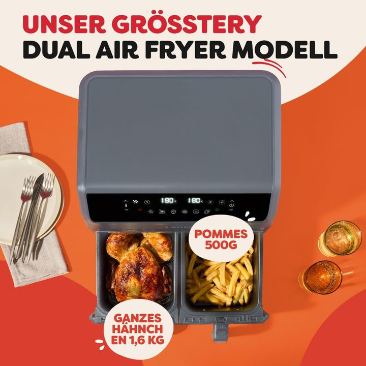 Instant Pot - Vortex Dual Trüffelgrau-Heissluftfritteuse - Gross, 8 l, Familiengrösse, zweifach, dop