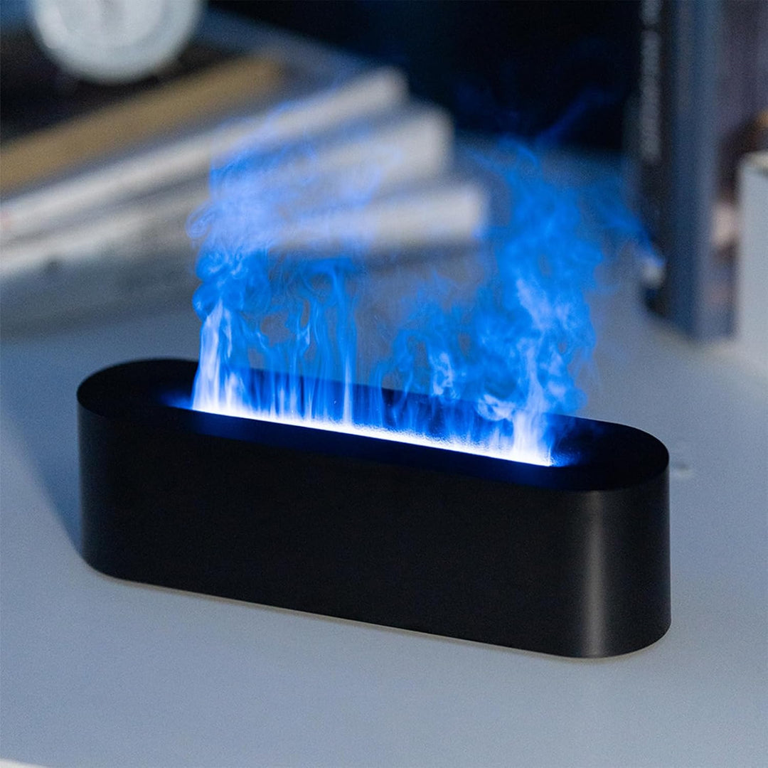 Raumluftbefeuchter, 7-Farben-Flammen-Desktop-Luftbefeuchter Mit 3-Gang-Timing Und Automatischer Absc