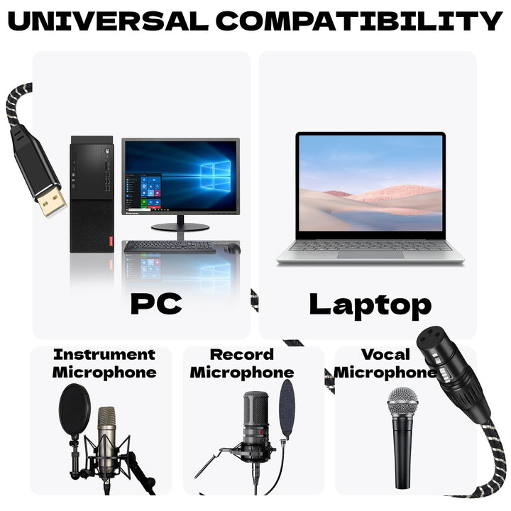 USB-Mikrofonkabel 3m,XLR-auf-USB-Kabel,USB-Stecker auf XLR-Buchse,Mikrofon-Verbindungskabel-Adapter