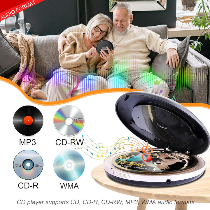 Tragbarer CD-Player Bluetooth wiederaufladbarer 1500mAh Auto CD-Player mit Bluetooth und Stereo Dual