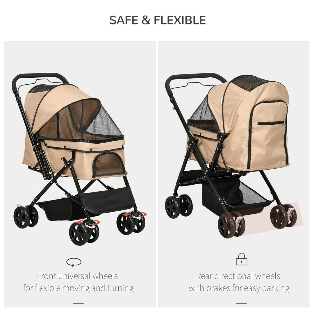 PawHut Hundebuggy Hundewagen Buggy für kleine Hunde und Katzen Haustierwagen Pet Stroller Katzenbugg