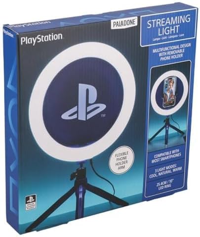 PlayStation Streaming Light - Offiziell Lizenziertes verstellbares Ringlicht mit Telefonhalter, 3 Li