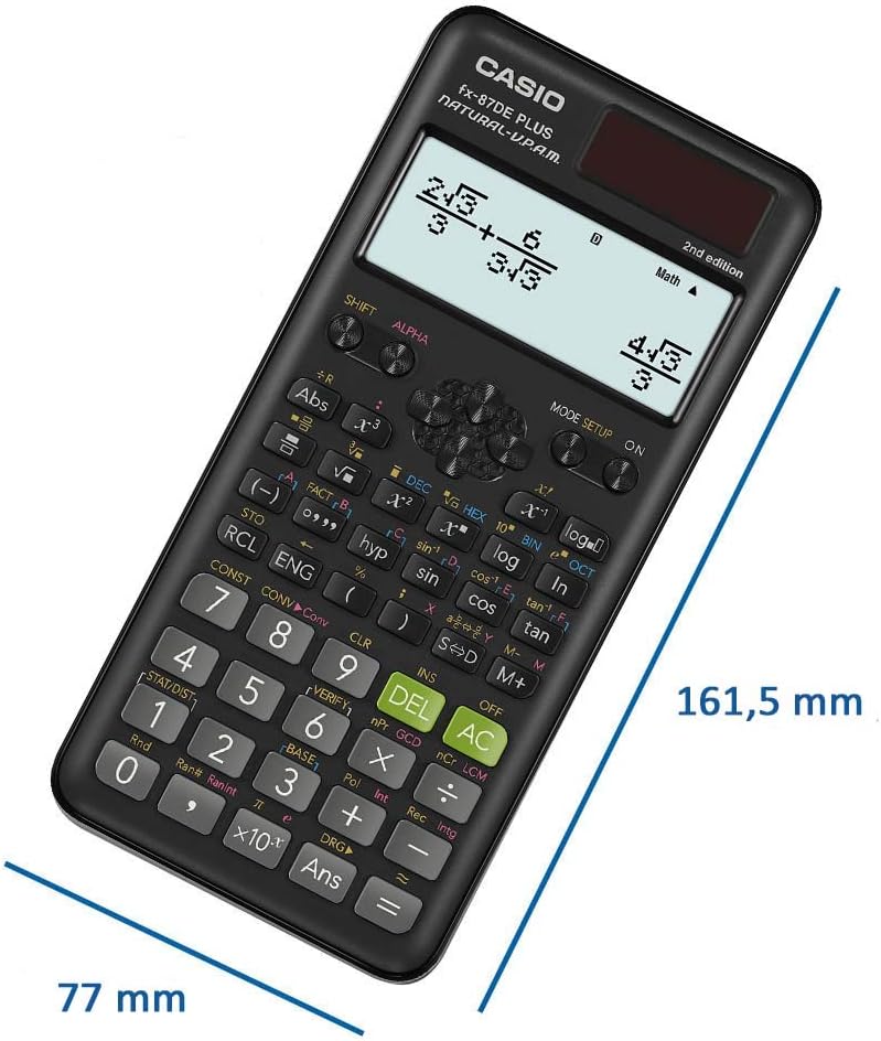 Casio FX-87DE Plus-2 Wissenschaftlich-Technischer Schulrechner, Schwarz Taschenrechner, Taschenrechn