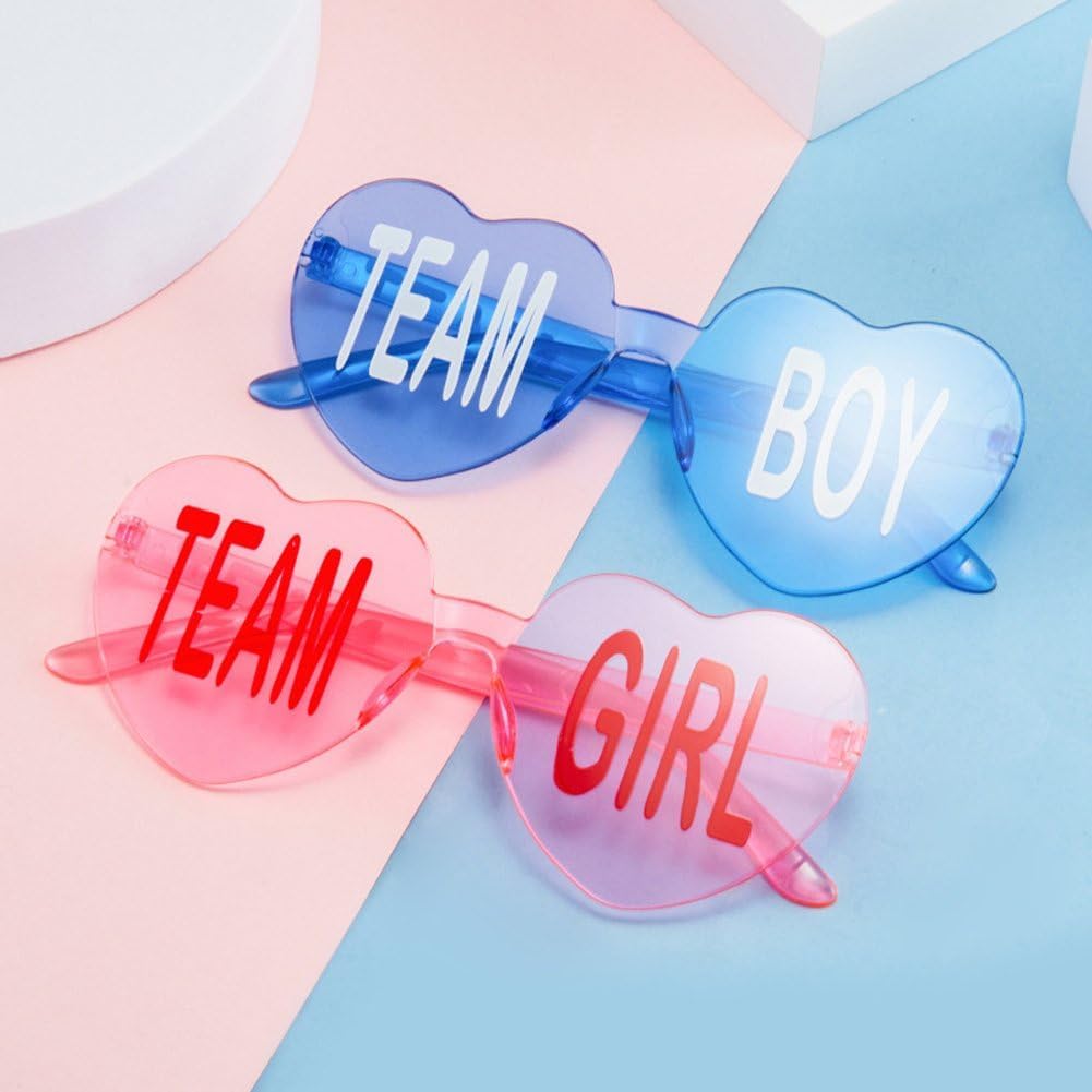 6er-Pack Gender-Reveal-Brillen, Herz- Und Sternförmige Sonnenbrillen, Rosa Und Blau, Mädchen/Junge,