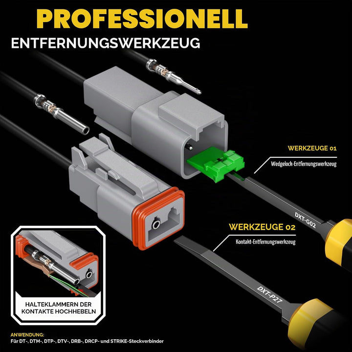 DxCRIMP Crimpzange Deutsch Stecker Set, 2/3/4/6/8/12 polig DT Steckverbinder Kfz Wasserdichter Set,