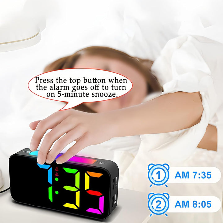 Lancoon Farbige Digitaluhr mit RGB Grossdisplay 8 Farboptionen Snooze Funktion Lautstärkeregler 12 2