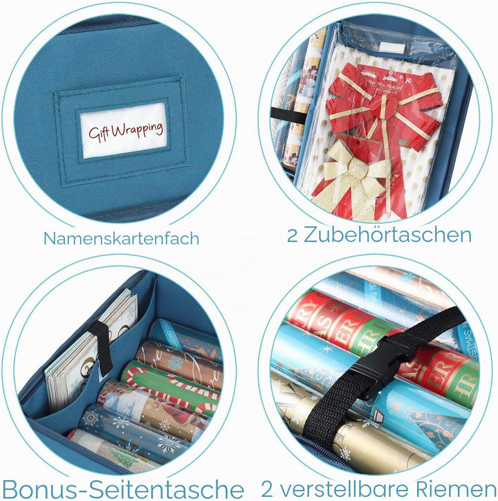 Hearth & Harbor Luxus Weihnachten Organizer Geschenkpapier Rollen Bettbehälter Aufbewahrungsbox für