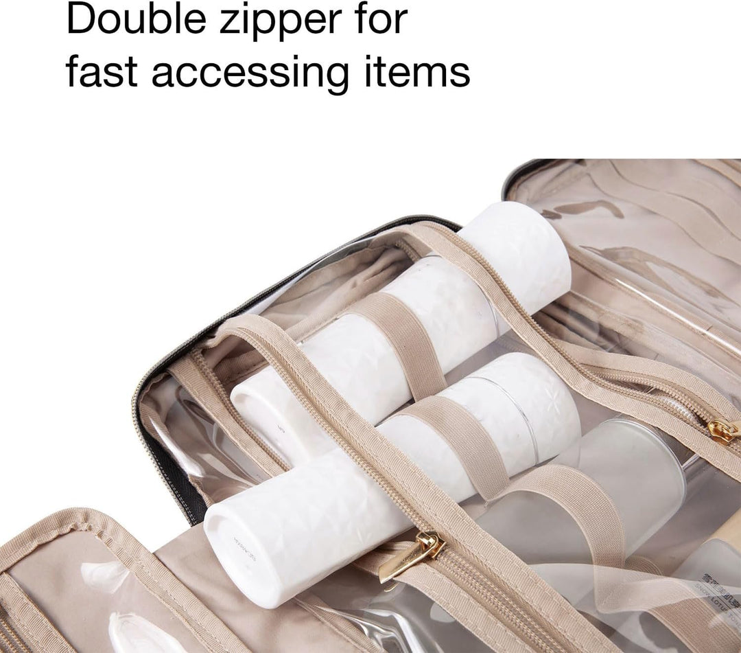 BAGSMART Kulturtasche Reise zum Aufhängen Kulturbeutel Damen für Makeup, Toilettenartikel (Schwarz-G