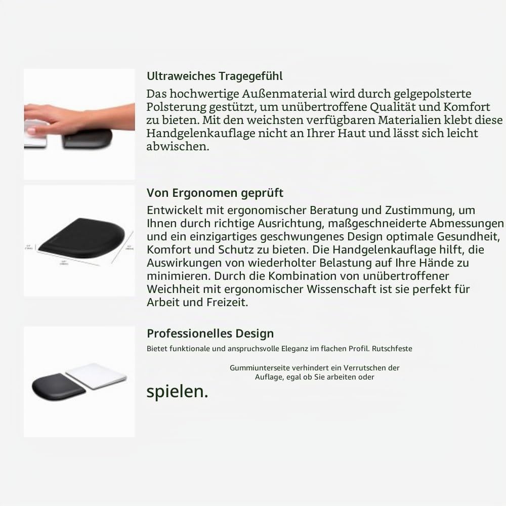 Kensington ErgoSoft Handgelenkauflage für Slim Mouse/Trackpad, schwarz (K52803WW) Mouse Wrist Rest F