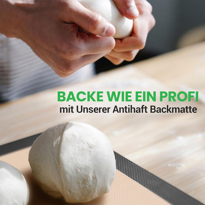 NutriChef Silikon Backmatten – 2er Set, Schwarz 42 x 28 cm - Dauerbackfolie BPA-frei, Antihaft, Spül