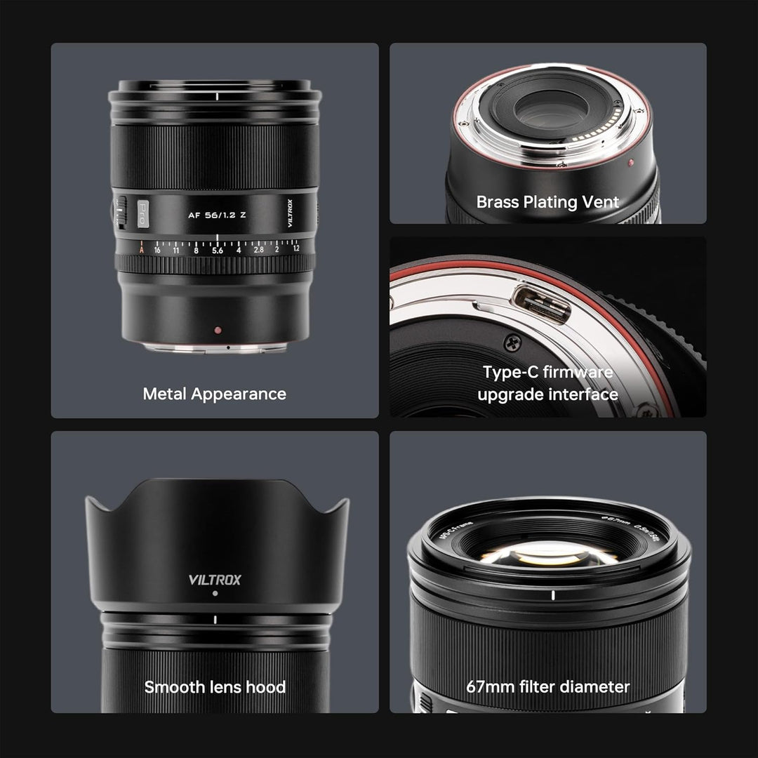 VILTROX 56mm f/1.2 Z-Mount Objektiv für Nikon, 56mm f/1.2 Autofokus Grosse Blendenöffnung APS-C-Obje