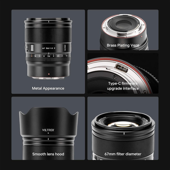VILTROX 56mm f/1.2 Z-Mount Objektiv für Nikon, 56mm f/1.2 Autofokus Grosse Blendenöffnung APS-C-Obje
