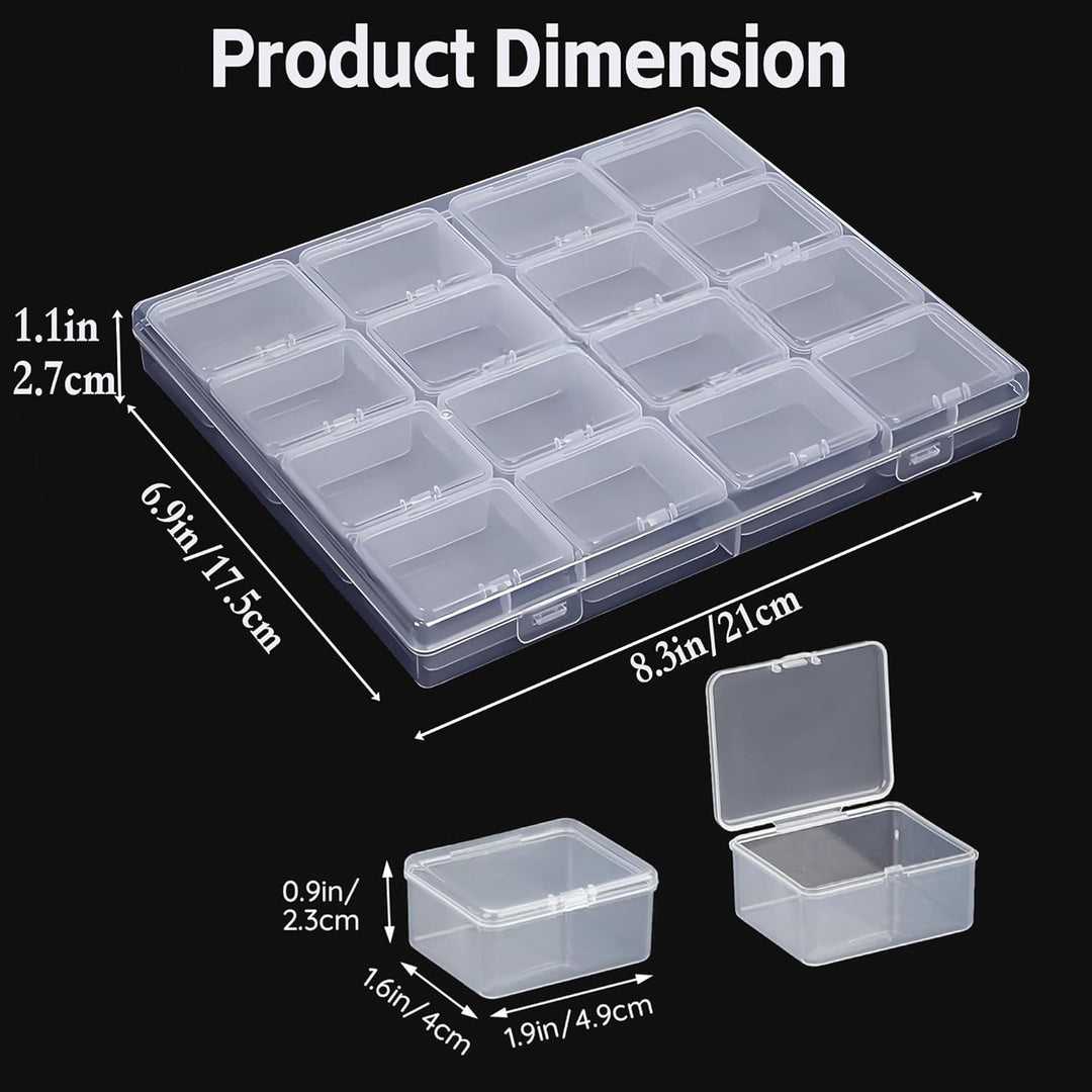 LJY 17 Stück Aufbewahrungsbox Plastikbox mit Deckel (1 Gross + 16 Klein) – Transparente Sortierbox f
