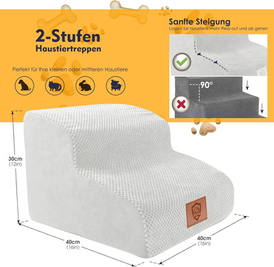 Myiosus Hundetreppe für Kleine Hunde, 2 Stufen Hunderampe für Sofa Bett, 30cm Hoch Wasserfest Hausti