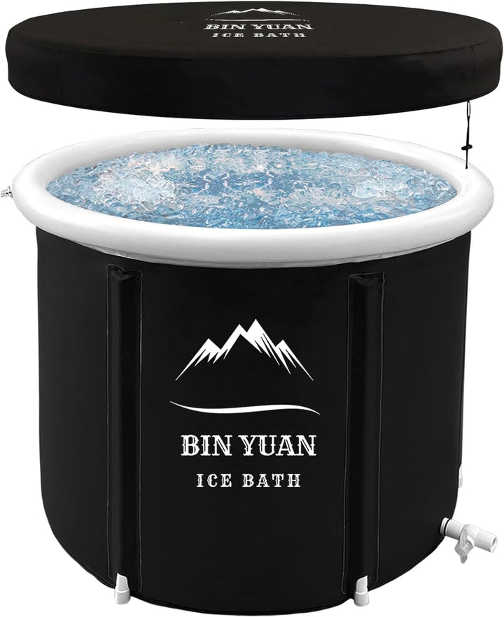 Faltbare Eisbad Badewanne mit Abdeckung 80cm Ø Large Aufblasbare Eisbaden Badewanne Erwachsene Eisfa
