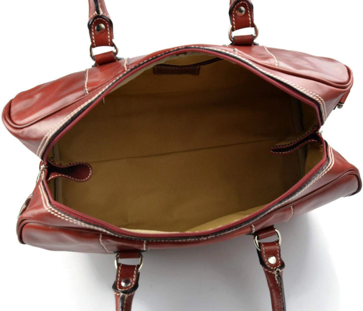 Leder reisetasche manner damen mit griffen schultertasche leder rot tasche made in Italy weekend tas