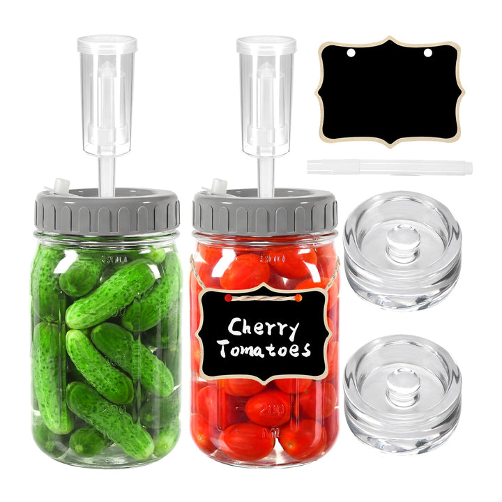 2 Stück Fermentierglas,1L Breiter Mund Fermentiergläser, Fermentiergläser mit Luftschlössern& Gewich
