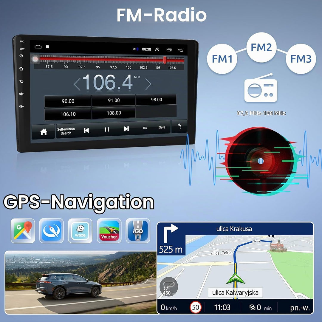 Podofo Autoradio für Peugeot 208/2008 2012-2018, 10.1" Touchscreen Android Radio mit Mirror Link, Bl