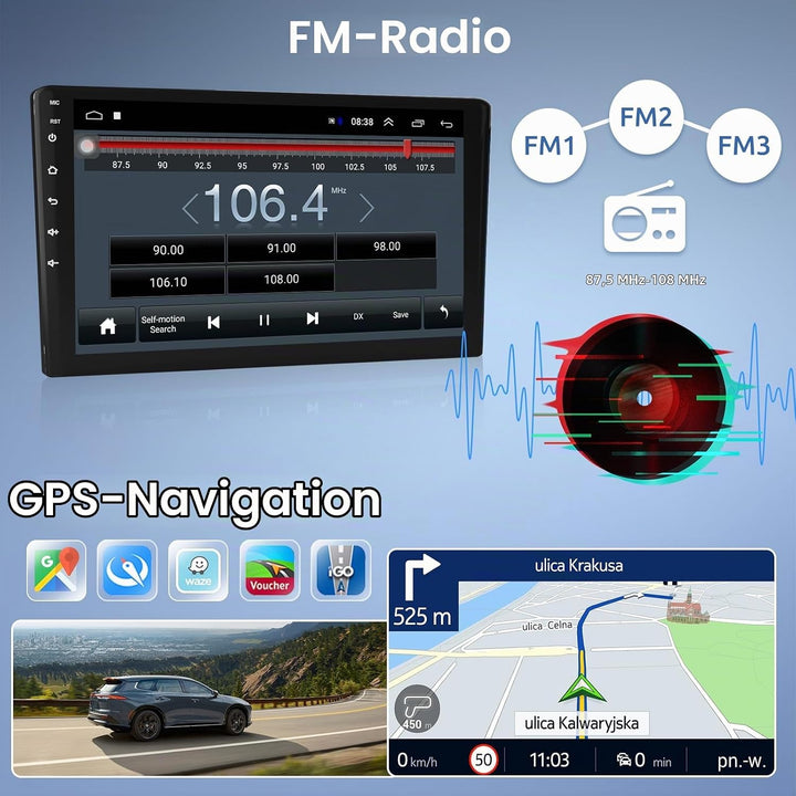 Podofo Autoradio für Peugeot 208/2008 2012-2018, 10.1" Touchscreen Android Radio mit Mirror Link, Bl