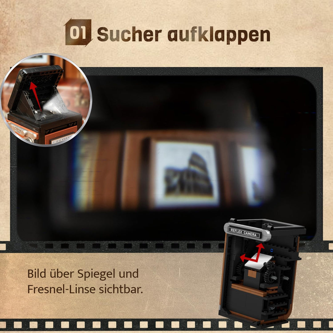 PANTASY Retro Kamera Klemmbaustein-Set für Erwachsene, Klassische Twin-Lens-Reflex Kamera Modell mit