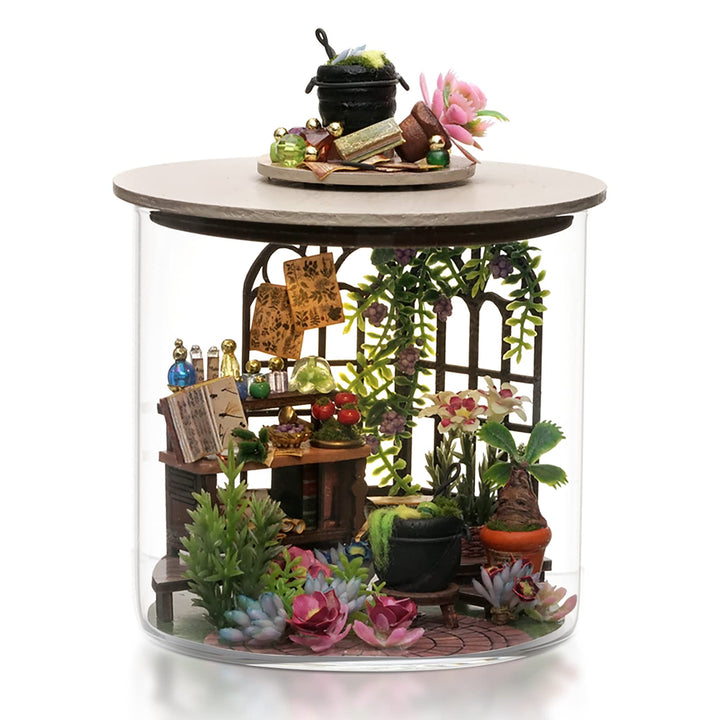 Cuteefun DIY Miniatur Haus Puppenhaus Kit mit Staubabdeckung &amp; LED Licht | DIY Holz Traum Flasche Ki