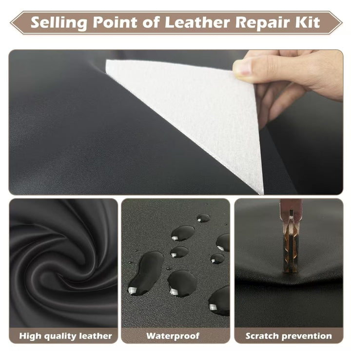Kunstleder Selbstklebend, 60x200 cm Dunkelbraun Glatt Leder Reparatur Patch, Lederflicken Selbstkleb