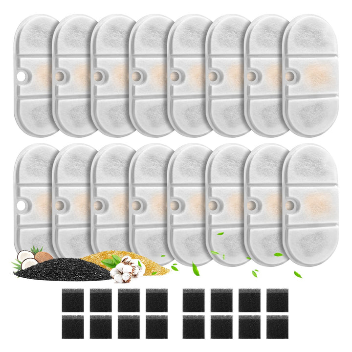 16 Pack Katzenbrunnen Filter kompatibel mit 2.1L Capsule Trinkbrunnen PLWF002, Ersatzfilter mit Vier