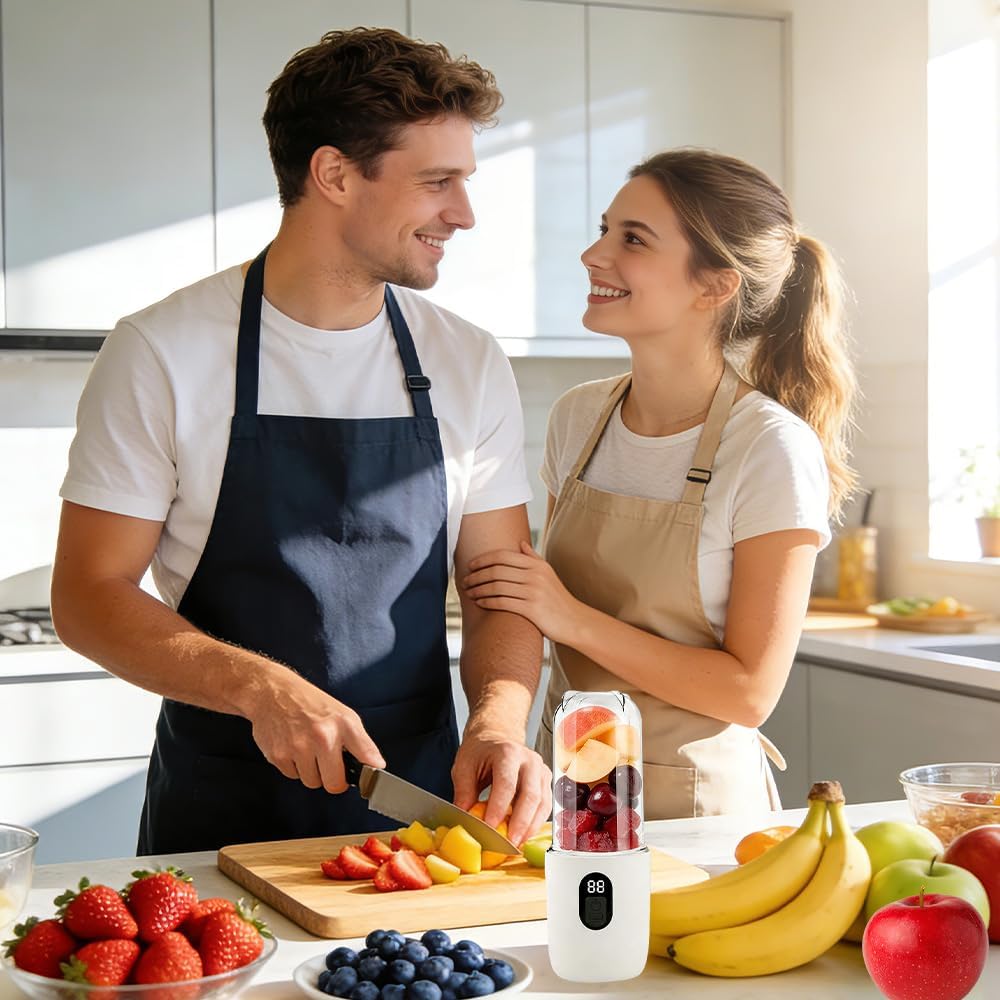 Foreverup Tragbarer Mixer, Smoothie Maker to Go für Smoothies und Shakes, Mini Standmixer Mit 16 Kli