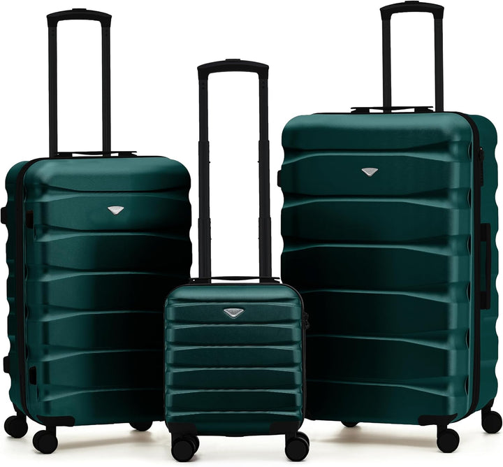 Flight Knight 3er Kofferset ABS Hartschalenkoffer Fuer Urlaub und Reisen | Handgepaeck 40 cm - Mitte