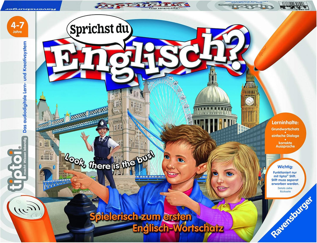 Ravensburger tiptoi Sprichst du Englisch? Spiel, ab 4 Jahren, Lerne spielerisch und interaktiv Engli