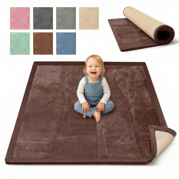 BabybeFun Krabbelmatte Baby - kuschelig weich - 3cm Dicke Spielmatte - schützt vor Stössen - Teppich