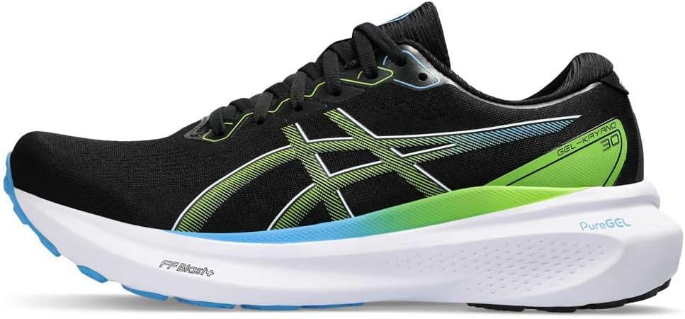 ASICS Kayano 30 Man Running Shoes Blue White 42 EU Black Electric Lime, 42 EU Black Electric Lime