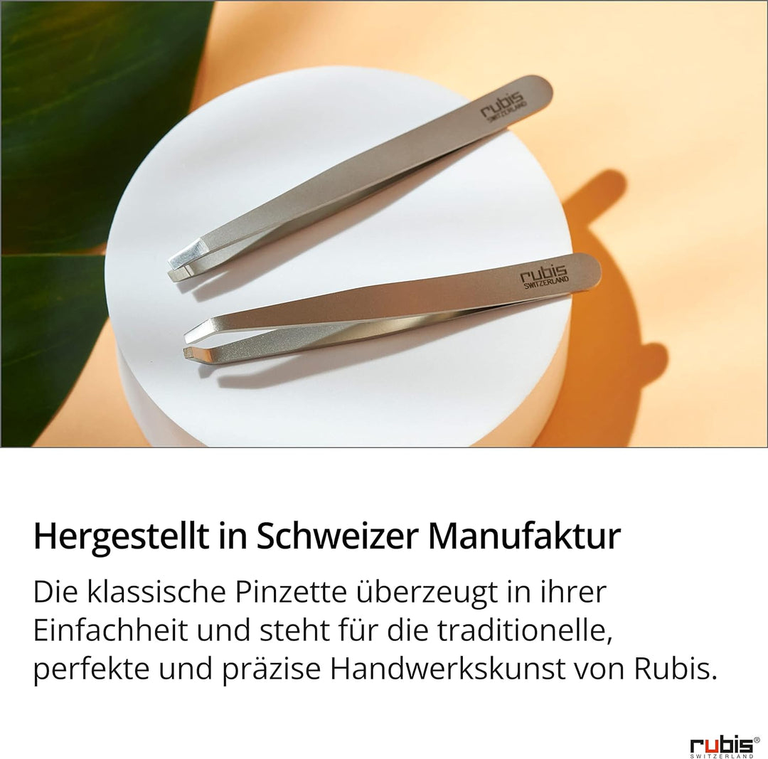 Rubis Safety Pinzette rund - Hautschonende abgerundete Pinzette zum Augenbrauen zupfen - runde Spitz