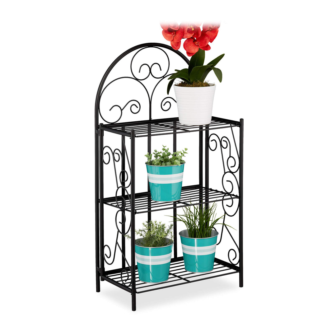 Relaxdays Blumenregal, klappbar, 3 Ebenen, Balkon, Garten & Indoor, Metall, Pflanzenregal HBT 83 x 4