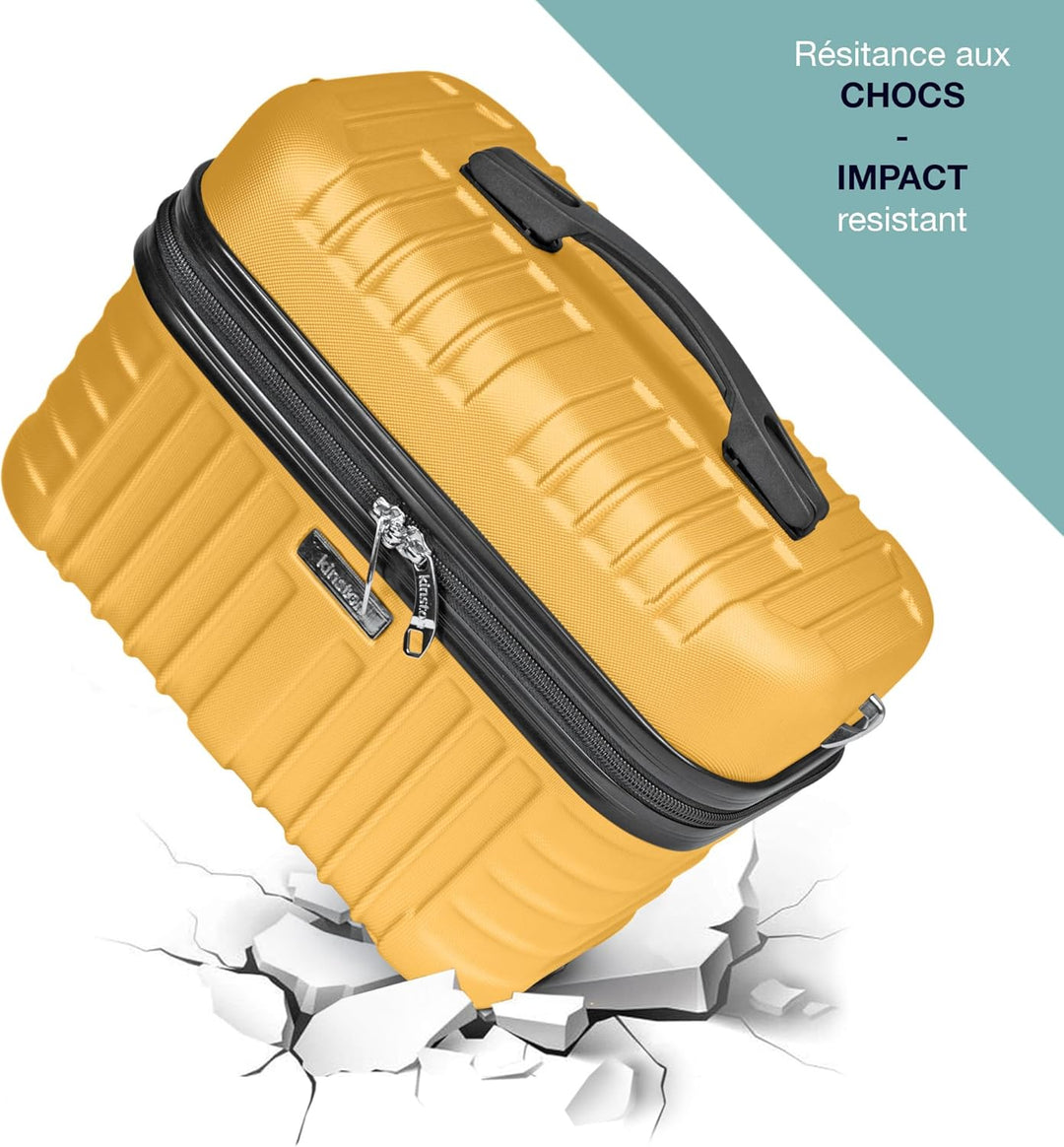 KINSTON Vanity Case Hartschale mit Schulterriemen – Kulturbeutel Reise Kosmetik – Hartschale mit Gri