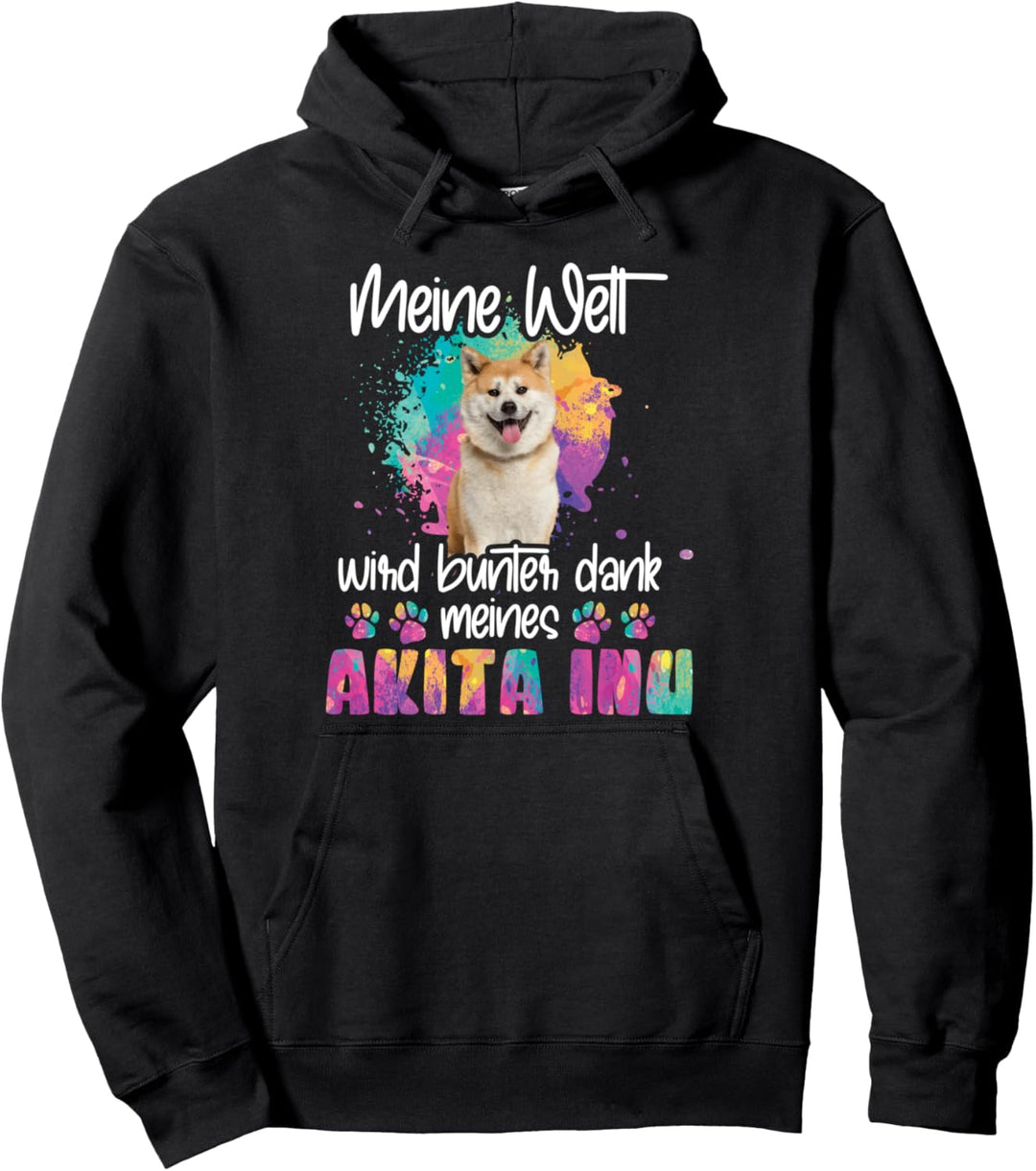 Bunte Welt dank meines Akita Inu Hund Hunde Hundemama Pullover Hoodie