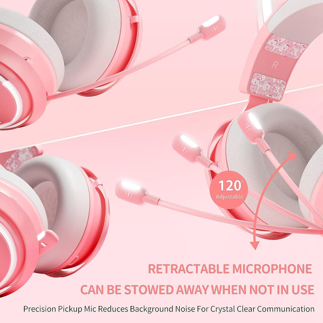 SOMIC Cat Ear Kopfhörer, 2.4GHz Wireless Gaming Headset für PS4/5, PC, Bluetooth Headset für Smartph
